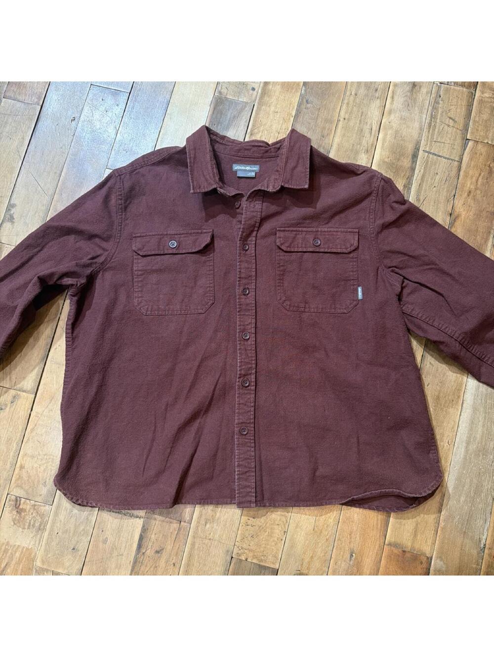 Eddie Bauer Men’s XL Burgundy Cotton Button-Up Shirt